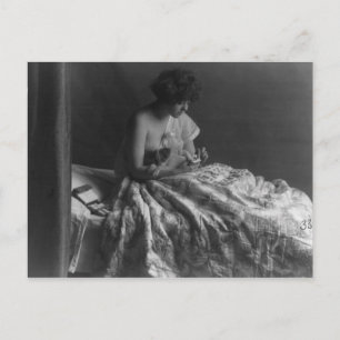 Het huisdier, puppy, vrouw, Vintage Briefkaart