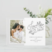 Het huwelijk bewaart de Datum 2 Botanische stoffen Save The Date (Staand voorkant)