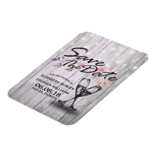 Het huwelijk bewaart de Datum Champagne Glasses Wo Magneet