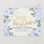 Het huwelijk bewaart de Datum Elegant Floral Gold Aankondigingskaart (Voorkant)