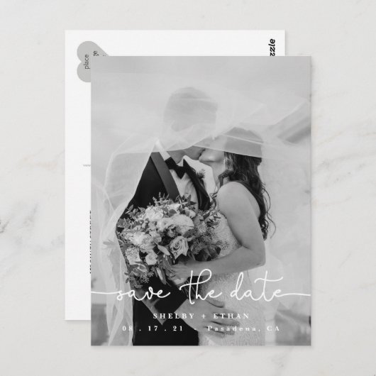 Het huwelijk bewaart de Datum, het Moderne Malplaa Briefkaart (Voorkant / Achterkant)