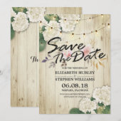 Het huwelijk bewaart de Datum Hydrangea het Hout v Save The Date (Voorkant / Achterkant)