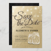 Het huwelijk bewaart de Datum Mason Jar String Lig Save The Date (Voorkant / Achterkant)