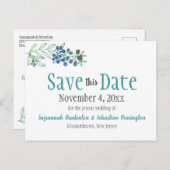 Het huwelijk bewaart de datum van de minimalistisc aankondigingskaart (Voorkant / Achterkant)