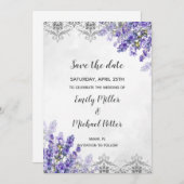 Het huwelijk bewaart de Datum Waterverf Lavender Save The Date (Voorkant / Achterkant)