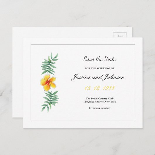 Het huwelijk bewaart het Briefkaart van de Datum (Voorkant / Achterkant)