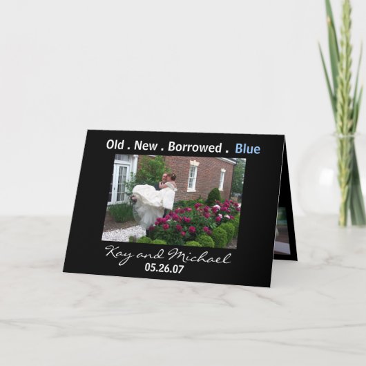 Het huwelijk dankt u kaardt bedankkaart (Voorkant)