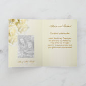 Het huwelijk dankt u kaardt - wit-roomrozen bedankkaart (Binnen)