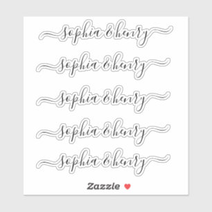 Het huwelijk Elegant Modern Manuscript Couple Name Sticker