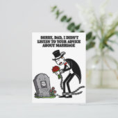 Het huwelijk is samen dom zijn briefkaart (Staand voorkant)