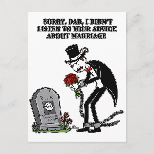 Het huwelijk is samen dom zijn briefkaart (Voorkant)