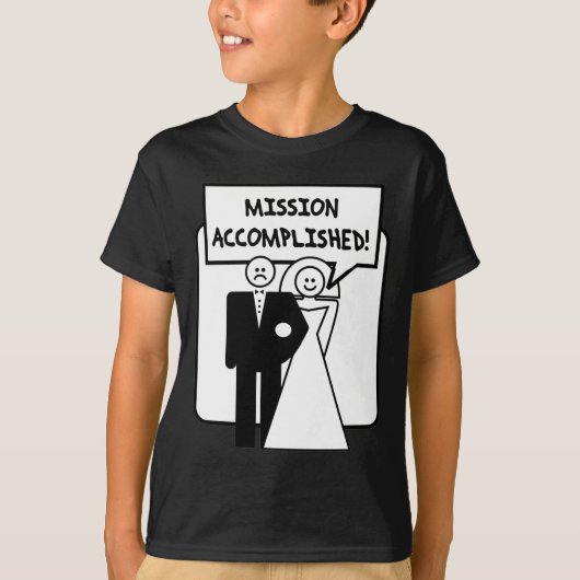 Het huwelijk "missie voltooid" t-shirt (Voorkant)