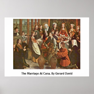 Het huwelijk op Cana. Door Gerard David Poster