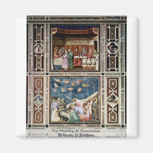Het huwelijk op Cana Lower door Giotto di Bondone Magneet