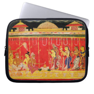 Het huwelijk tussen de ouders van Krishna, uit een Laptop Sleeve