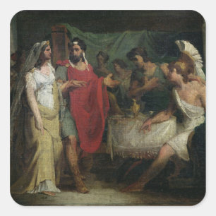 Het huwelijk van Alexander de Grote en Roxana Vierkante Sticker