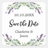 Het huwelijk van de lavender eucalyptus sparen de  vierkante sticker (Voorkant)