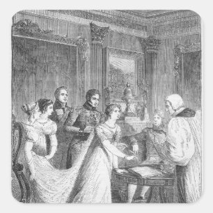 Het huwelijk van de prinses Charlotte van Vierkante Sticker