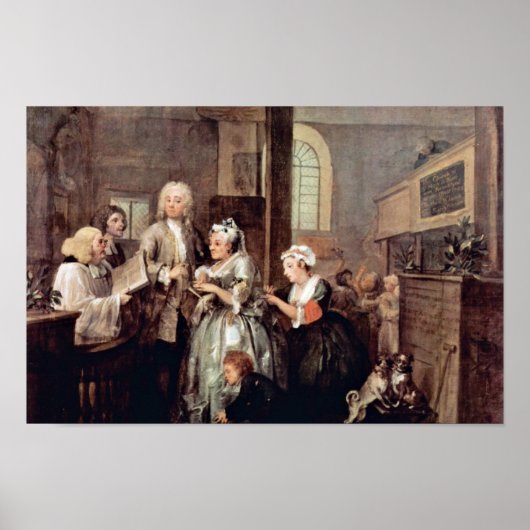 Het huwelijk van een weduwe " door Hogarth William Poster (Voorkant)