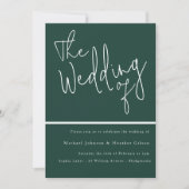 Het huwelijk van: Emerald Green Modern Wedding Kaart (Voorkant)