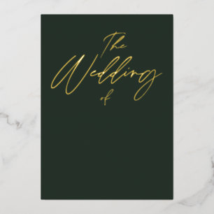 Het huwelijk van Gold Emerald Green Elegant Folie Uitnodiging
