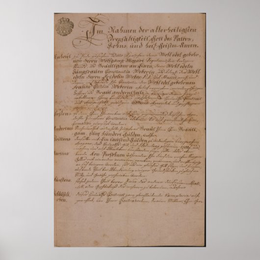 Het huwelijksattest Wolfgang, Mozart en Weber Poster (Voorkant)