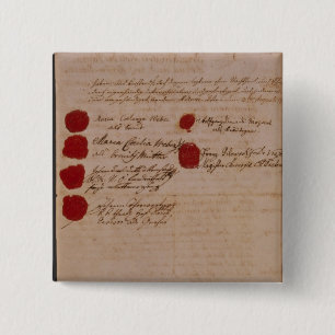 Het huwelijksattest Wolfgang, Mozart en Weber Vierkante Button 5,1 Cm