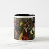 Het huwelijksfeest op Cana, detail van muzikanten  Tweekleurige Koffiemok (Center)