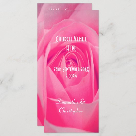 Het huwelijksprogramma van de roze roze roodroos programma (Voorkant / Achterkant)