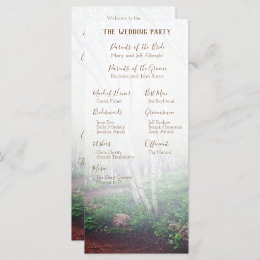 Het huwelijksprogramma van Enchanted Forest Programma (Voorkant / Achterkant)