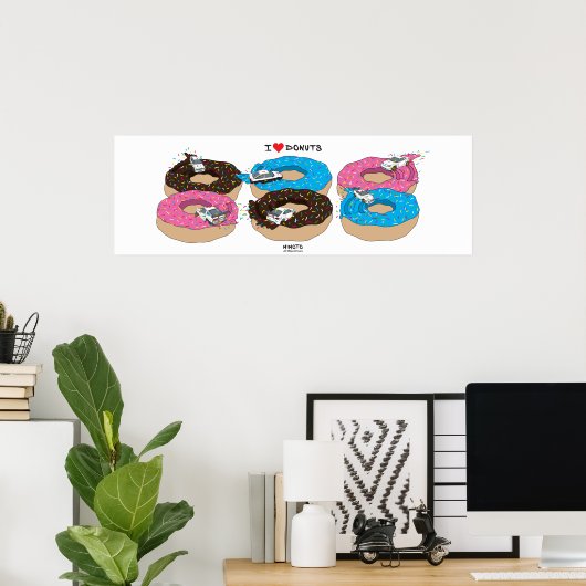 Het "I Love Donuts"-Poster Poster (Thuiskantoor)