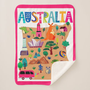 Het iconische Landmarks & Wildlife Poster van Aust Sherpa Deken