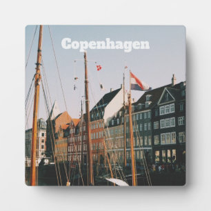 Het iconische Nyhavn, Kopenhagen, Denemarken Fotoplaat