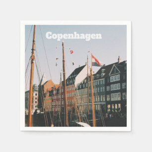 Het iconische Nyhavn, Kopenhagen, Denemarken Servet