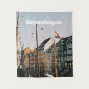 Het iconische Nyhavn, Kopenhagen, Denemarken Wandkleed