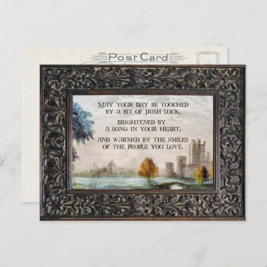 Het  Ierse "Blessing" en het Castle Landschap Briefkaart (Voorkant / Achterkant)