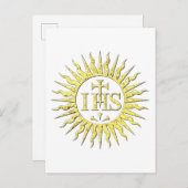 Het IHS monogram in goud Uitnodiging Briefkaart (Voorkant / Achterkant)