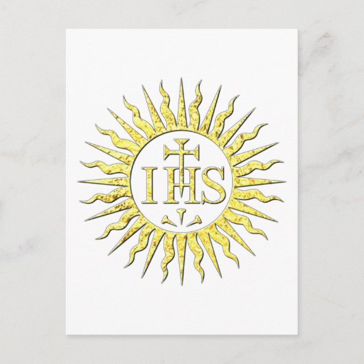 Het IHS monogram in goud Uitnodiging Briefkaart (Voorkant)
