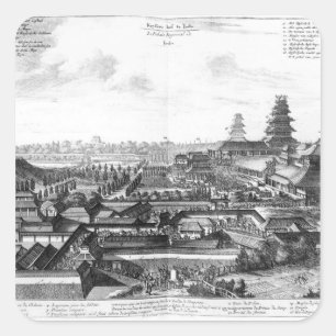 Het imperiale paleis in Ido, Japan Vierkante Sticker