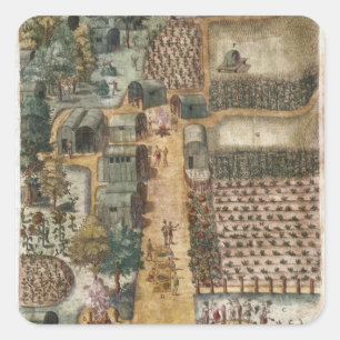 Het Indiase dorp Secoton, c.1570-80 Vierkante Sticker