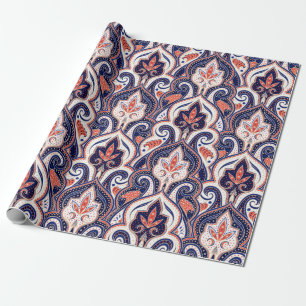 Het Indiase paisleypatroon naadloos. Perzische ara Cadeaupapier