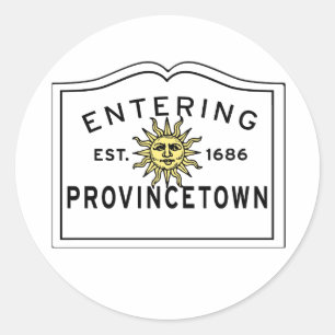 Het ingaan van de Provincetown Zonnegeband Klassie Ronde Sticker