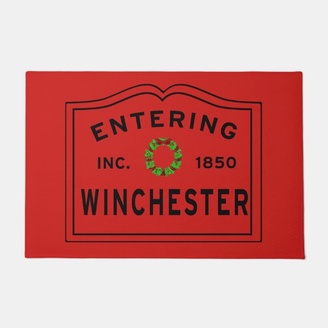 Het ingaan van Kerstmis Winchester MA Deurmat (Voorkant)