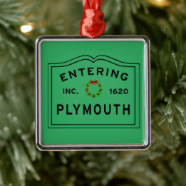 Het ingaan van Plymouth, MA Holiday Wreate Metalen Ornament