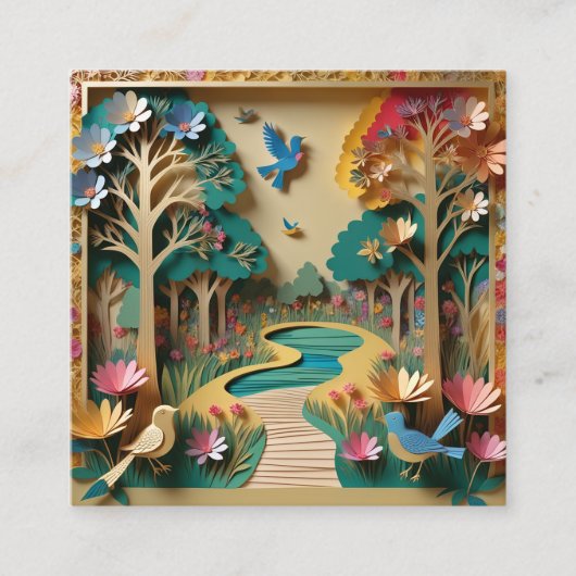 Het ingewikkeld gedetailleerde gouden kleur 3d doc vierkante visitekaartje (Voorkant)