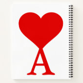 Het initiaal A met een groot rood hart Notitieboek (Achterkant)