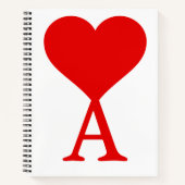 Het initiaal A met een groot rood hart Notitieboek (Voorkant)