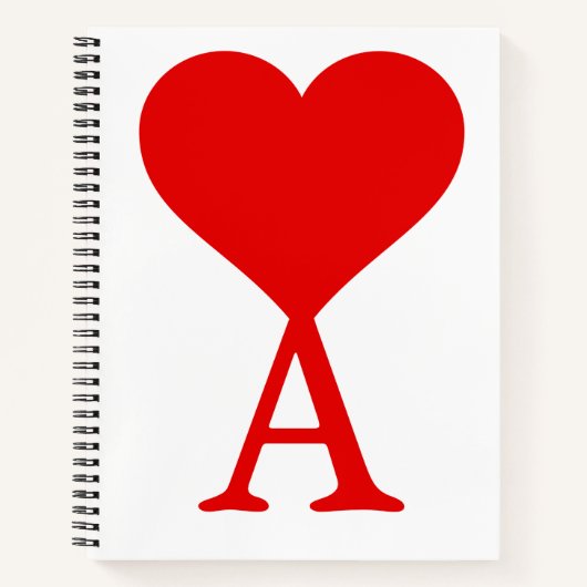 Het initiaal A met een groot rood hart Notitieboek (Voorkant)