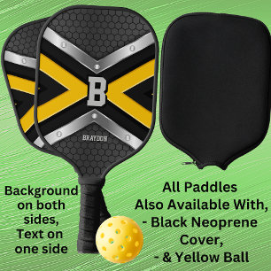 Het Initiaal wijzigen Voeg de naam Gele Zwarte Zil Pickleball Paddle