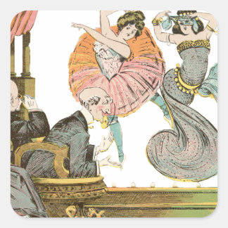 Het innemen van de bezienswaardigheden. vierkante sticker